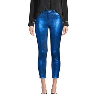 L'Agence Margot Royal Blue Metallic Foil Jeans